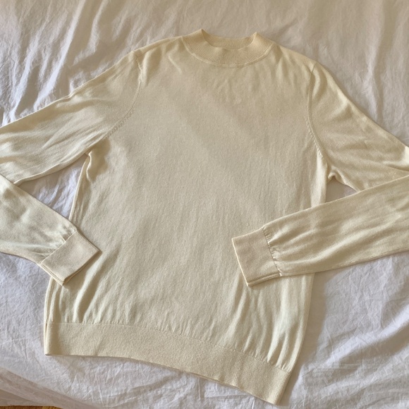 Aritzia Sunday Best Silk Cashmere Cotton Blend Sweater Ivory White L - Picture 1 of 6